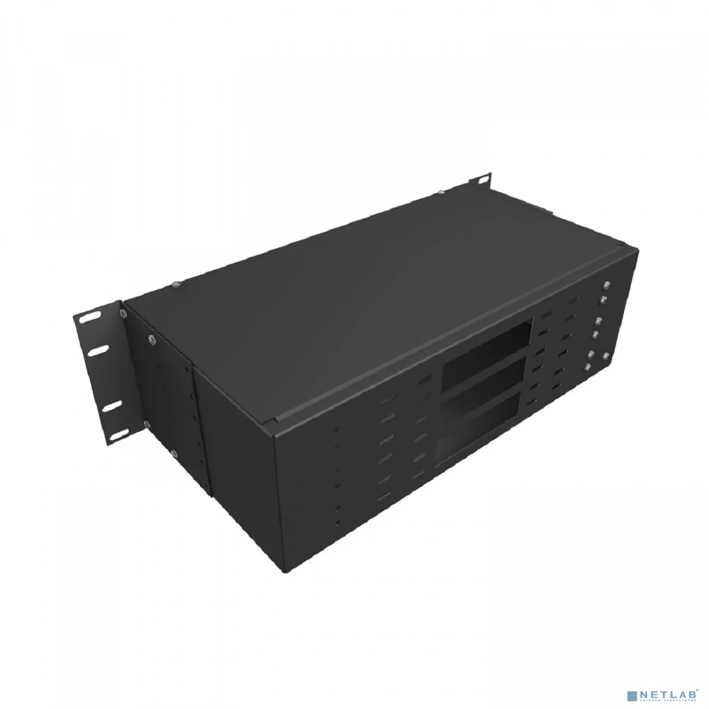 NTSS Кросс NTSS оптический 19'' укомплектованный 3U, 64 порта LC/UPC duplex, 50/125 мкм ОМ3 (планки, сплайс-кассета 4шт, пигтейлы, КДЗС, адаптеры) черный RAL 9005 NTSS-RFOB-3U-64-2LC/U-503-SP1.5G1AY-B