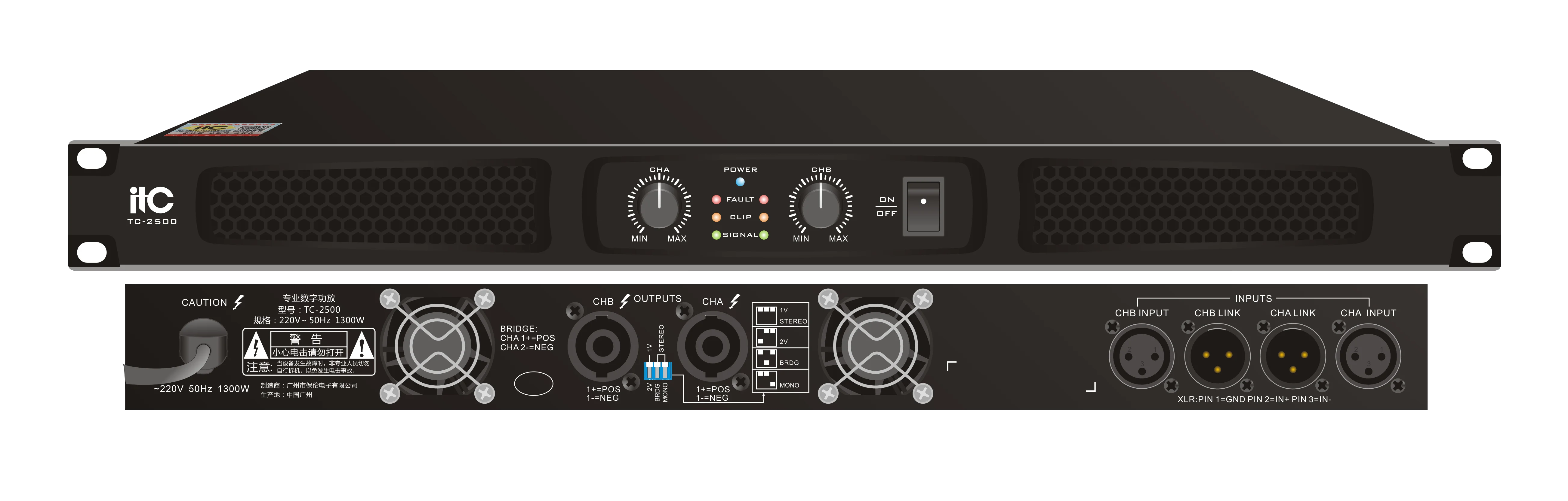 ITC TC-2500 2-канальный усилитель, 2х500W / 8 Ом 2