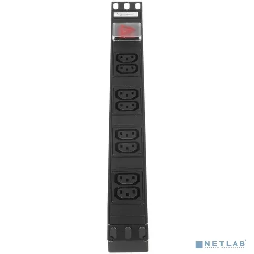 Gembird EHB8-4 Блок 1 вход С14/ 8 выходов C13 с защитой для 19". 16A. 1U