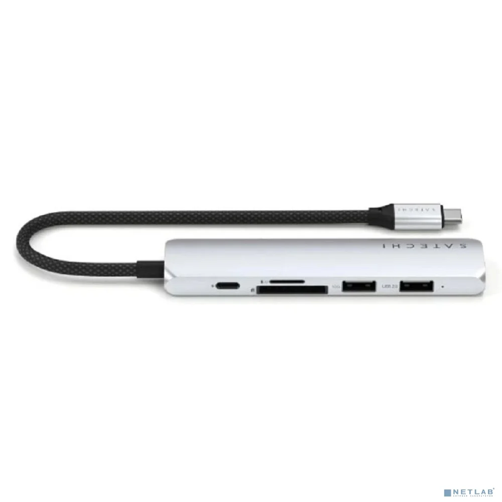 Док-станция Satechi ST-P6SS 6-IN-1 USB-C SLIM MULTIPORT ADAPTER, SILVER