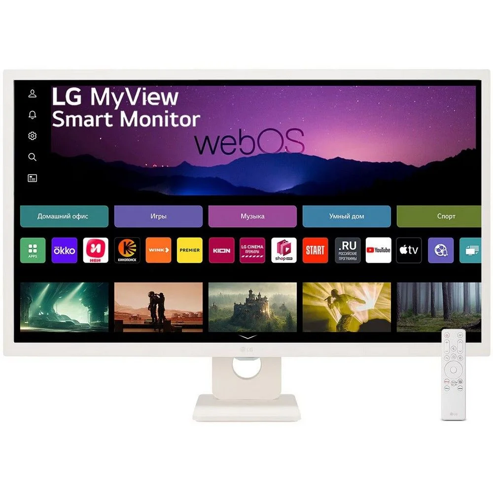 Монитор 31.5" LG 32SR50F-W Smart IPS, 1920x1080, 60Hz, 5ms, 250сd/m, 1200:1, HDR10 | 2xHDMI(2.1), 2xUSB2.0 | ExPSU, Speakers, Vesa 100, White