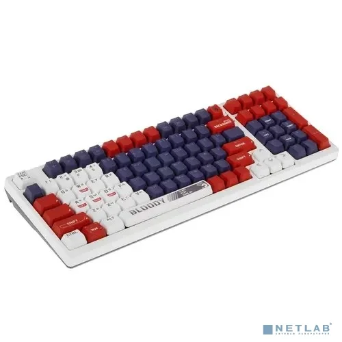 Клавиатура проводная A4Tech Bloody S98 Sports Navy BLMS Plus blue/white (механическая, USB, for gamer, LED) (S98 SPORTS NAVY BLMS RED PLUS)