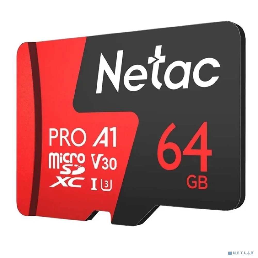 Носитель информации Netac P500 Extreme PRO 64GB MicroSDXC V30/A1/C10 up to 100MB/s, retail pack card only