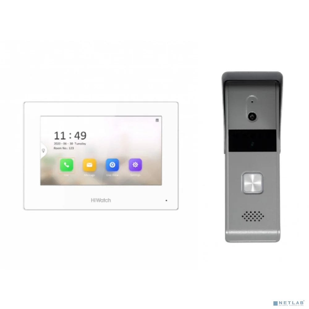 Hikvision DS-D100HKWF Комплект гибридной видеодомофонии, Включаются устройства:, DS-D100P, VDP-H3212W, 1 блок питания 12В, Работа с Hik-Connect