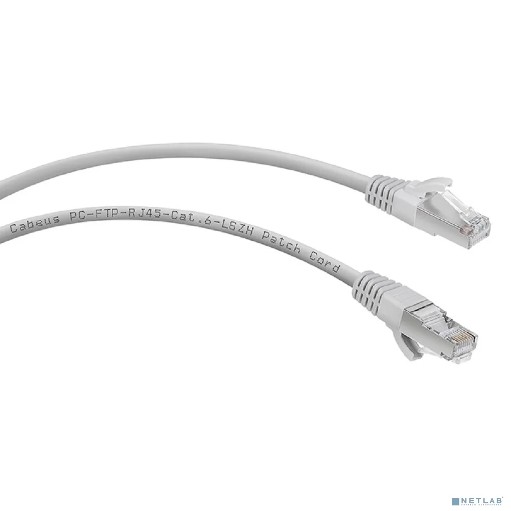 Cabeus PC-FTP-RJ45-Cat.6-1.5m-LSZH Патч-корд F/UTP, категория 6, 2xRJ45/8p8c, экранированный, серый, LSZH, 1.5м