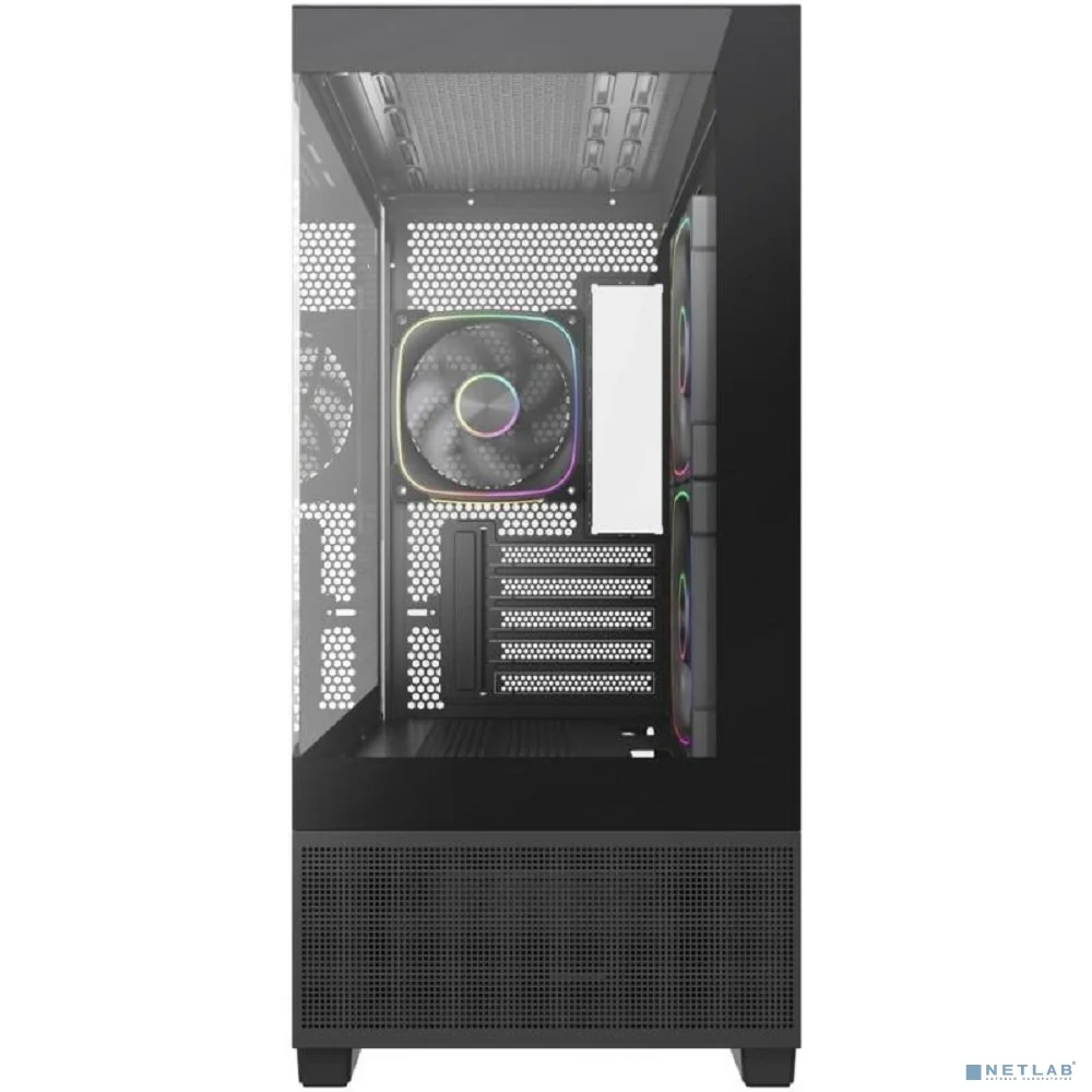 Powercase Корпус Vision Micro S4B, Tempered Glass, Type-C, 3x 120mm ARGB PWM Fan, ARGB+PWM HUB, чёрный, mATX (CVMMSHB-A3)