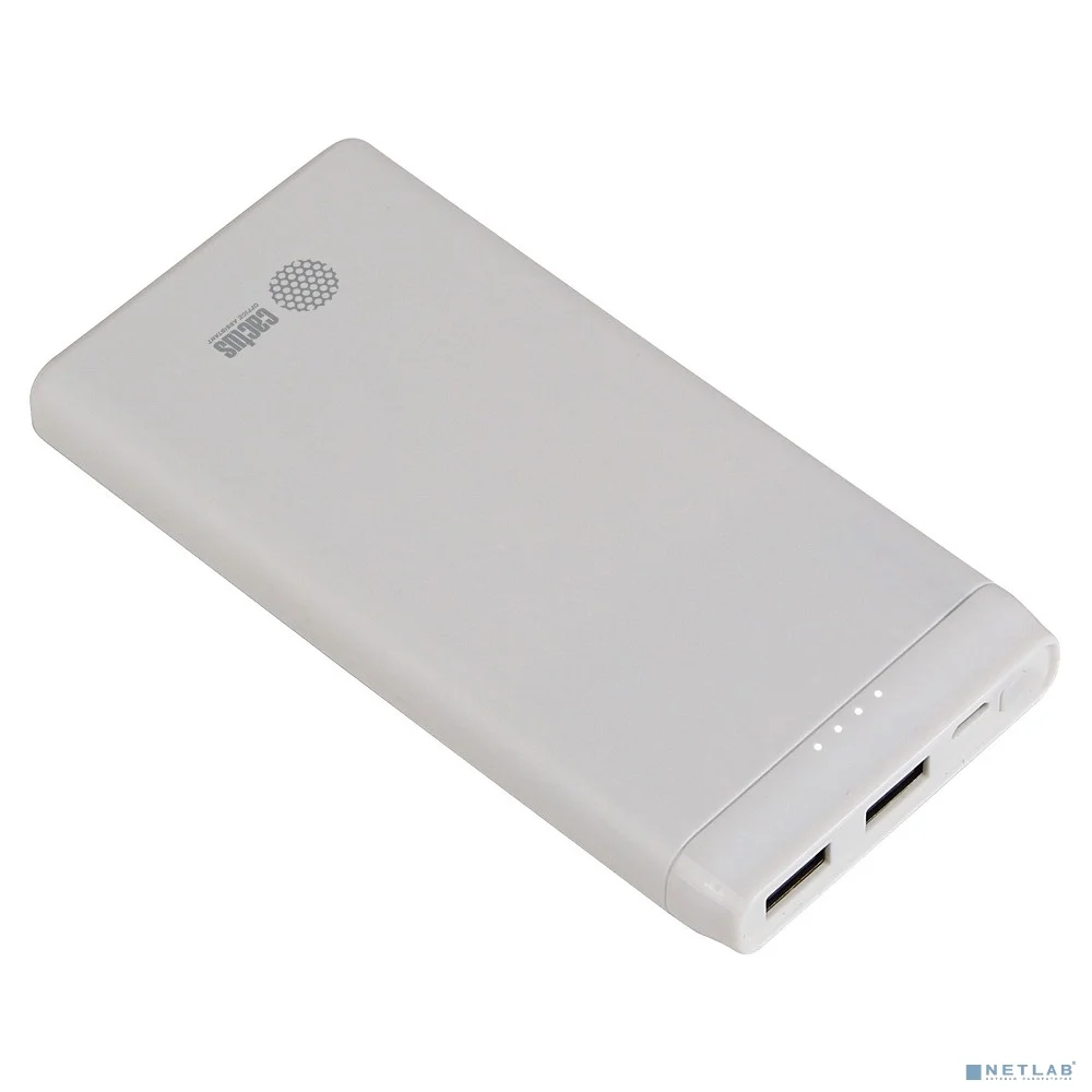 Мобильный аккумулятор Cactus CS-PBFSMT-10000 10000mAh 2.1A 2xUSB белый