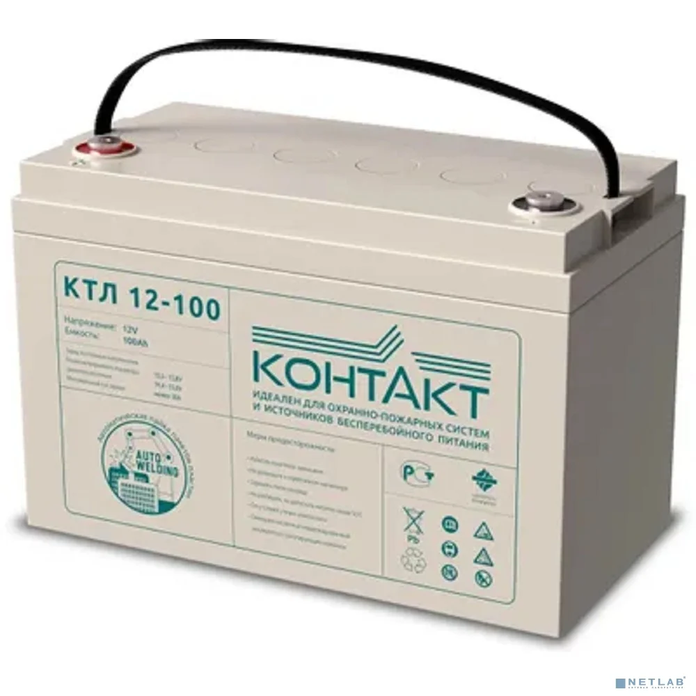 Контакт АКБ КТЛ 12-100 12V/100Ah {клемма Б-М6 (под болт М6), ДхШхВ 348х168х177мм, масса 28,90 кг, срок службы 12 лет}