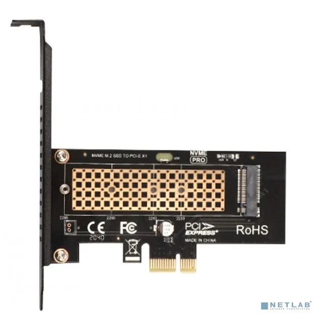 ORIENT C302E, Переходник PCI-Ex1->M.2 M-key NVMe SSD, тип 2230/2242/2260/2280, 2 планки крепления в комплекте (31152)