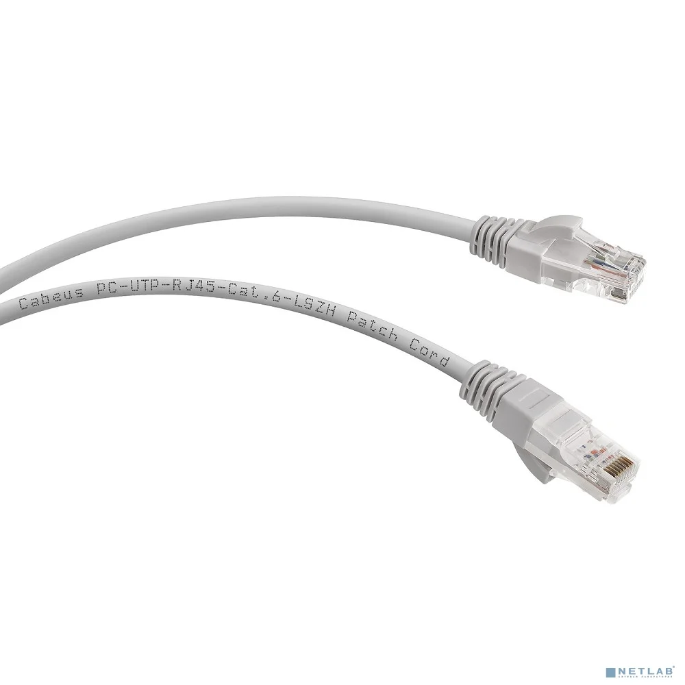 Cabeus PC-UTP-RJ45-Cat.6-2m-LSZH Патч-корд U/UTP, категория 6, 2xRJ45/8p8c, неэкранированный, серый, LSZH, 2м