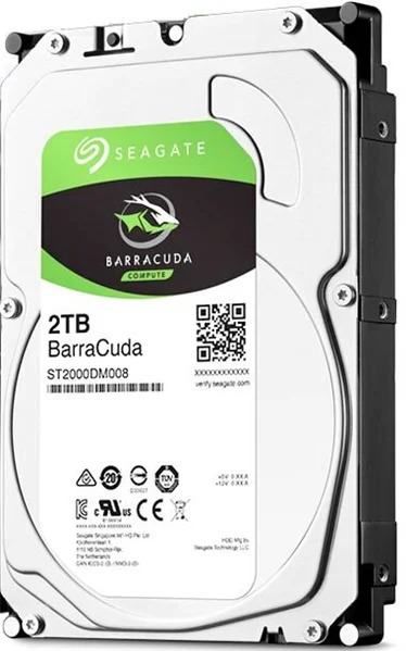 Жесткий диск Seagate Barracuda HDD 3.5" SATA 2Tb, 7200 rpm, 256Mb buffer, 512e/4kn, SMR, ST2000DM008, 1 year, (analog ST2000DM006)
