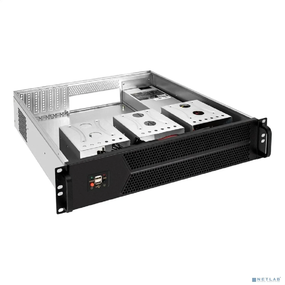 Exegate EX298491RUS Серверный корпус ExeGate Pro 2U450-06 <RM 19", высота 2U, глубина 450, БП 1U-900ADS, 2*USB>