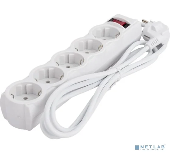 CBR Сетевой фильтр CSF 2505-1.8 White PC, 5 евророзеток, длина кабеля 1,8 метра, цвет белый (пакет)