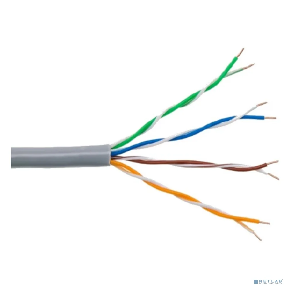 Rexant (01-0041-R) Кабель витая пара U/UTP, CAT 5e, PVC нг(А)-LS, 4х2х0,52мм, 4PR, 24AWG, INDOOR, SOLID, серый, 305м, РФ 2