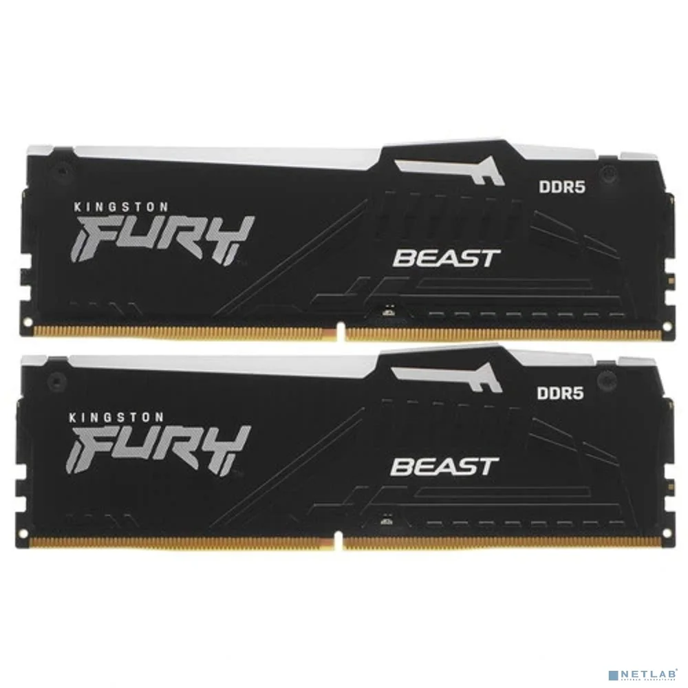 Модуль памяти Kingston 16GBDDR5 5600 DIMM FURY Beast RGB XMP Gaming Memory KF556C40BBAK2-16 Non-ECC, CL40, 1.25V, (Kit of 2) 1RX16 40-40-40 288-pin 16Gbit, RTL