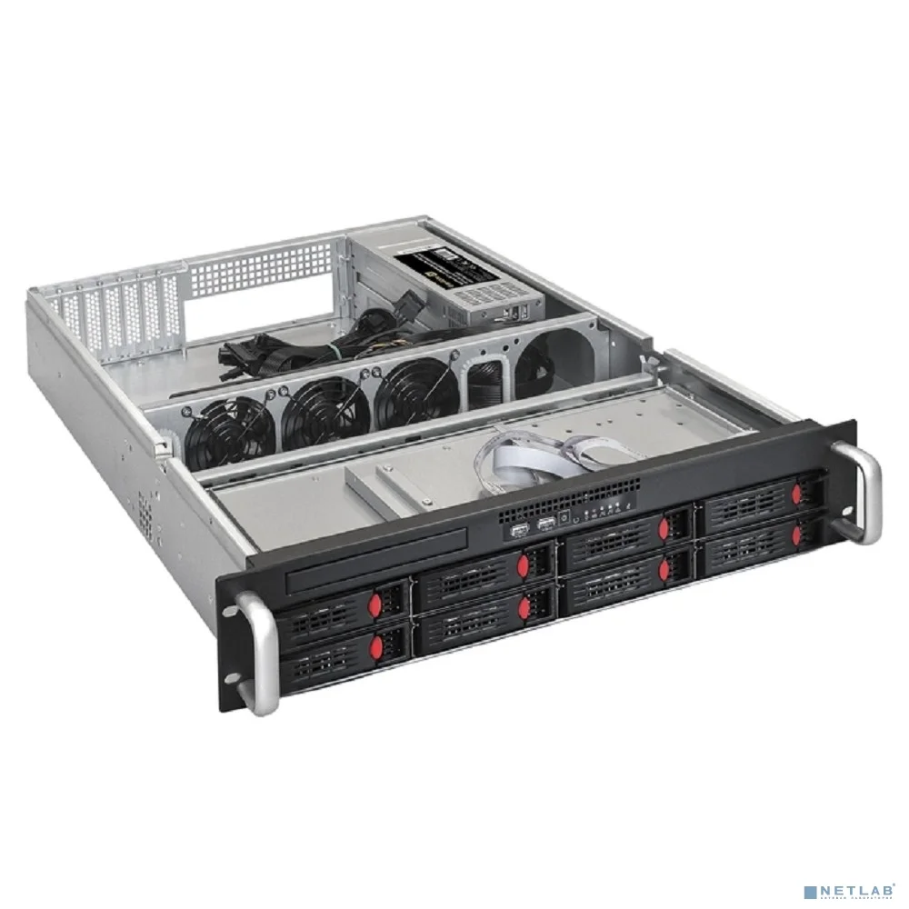 Exegate EX292412RUS Серверная платформа ExeGate Pro 2U550-HS08 <RM 19", высота 2U, глубина 550, Redundant БП 2x550W, 8xHotSwap, USB>
