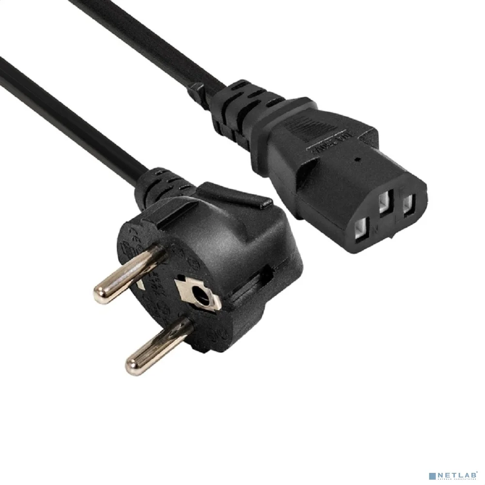 Exegate EP280665RUS Кабель питания ExeGate Power PC-5P (Евровилка угловая Schuko->С13) VDE-250V-3*0.75mm2, медь, черный, 5м.