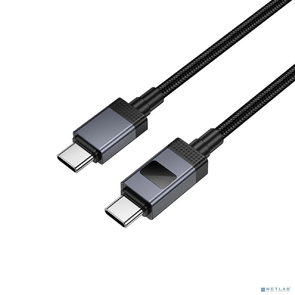 HOCO Кабель USB2.0 Hoco Type-C/Type-C, 3А, 60Вт, с дисплеем, X118, 1м, черный, коробка