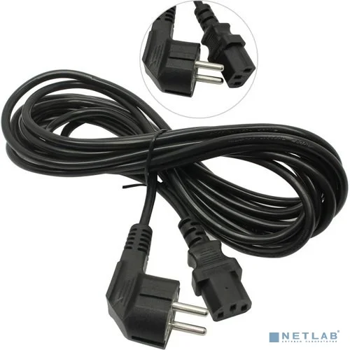 Exegate ES281002RUS Кабель питания ExeGate Special PC-5S (Евровилка угловая Schuko->С13) 3*0.5mm2, CCA, черный, 5м.