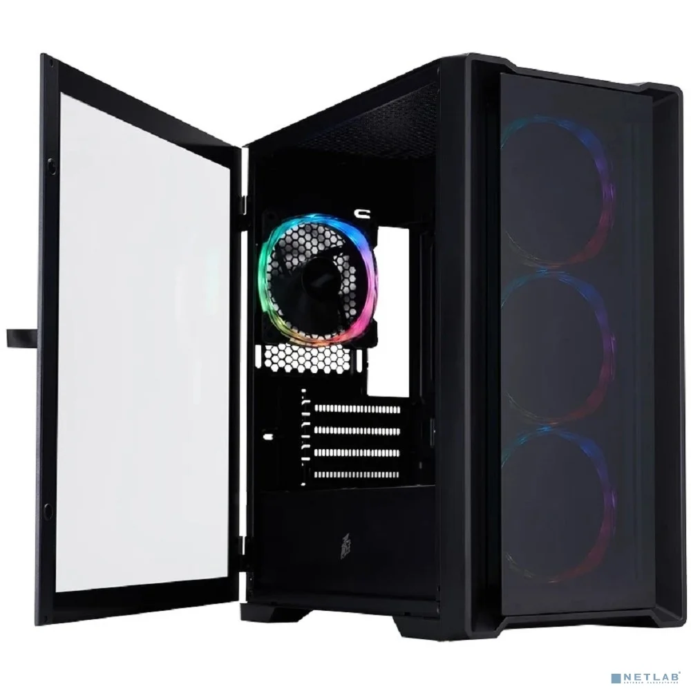 1STPLAYER TRILOBITE T4-G GLASS ARGB Black / mATX / 4x120mm ARGB fans / T4-G-BK-4FS7