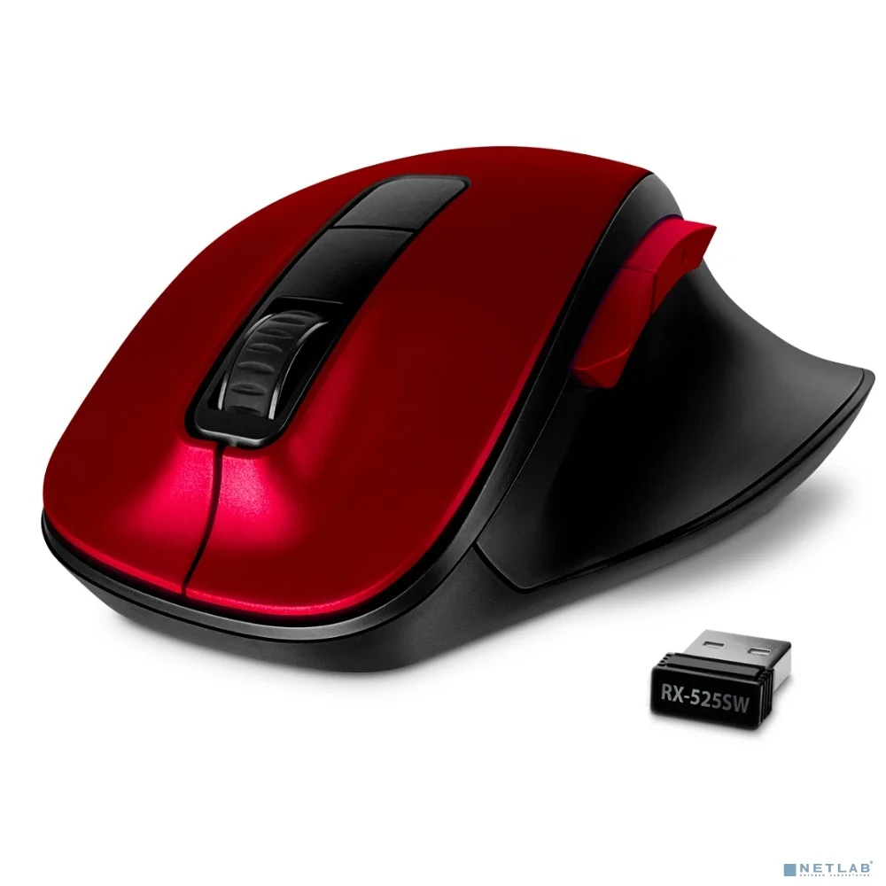Беспроводная мышь RX-525SW красная  (бесшумн. кл., 5+1кл. 600-1400DPI, Soft-touch, блист.)