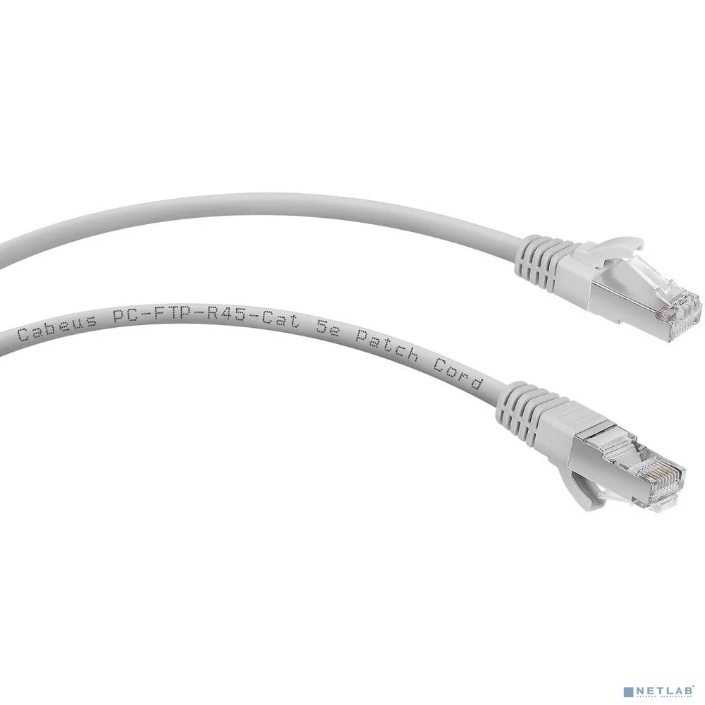 Патч-корд F/UTP,категория 5е, 2xRJ45/8p8c, экранированный, серый, LSZH, 3м Cabeus PC-FTP-RJ45-Cat.5e-3m-LSZH Патч-корд F/UTP,категория 5е, 2xRJ45/8p8c, экранированный, серый, LSZH, 3м