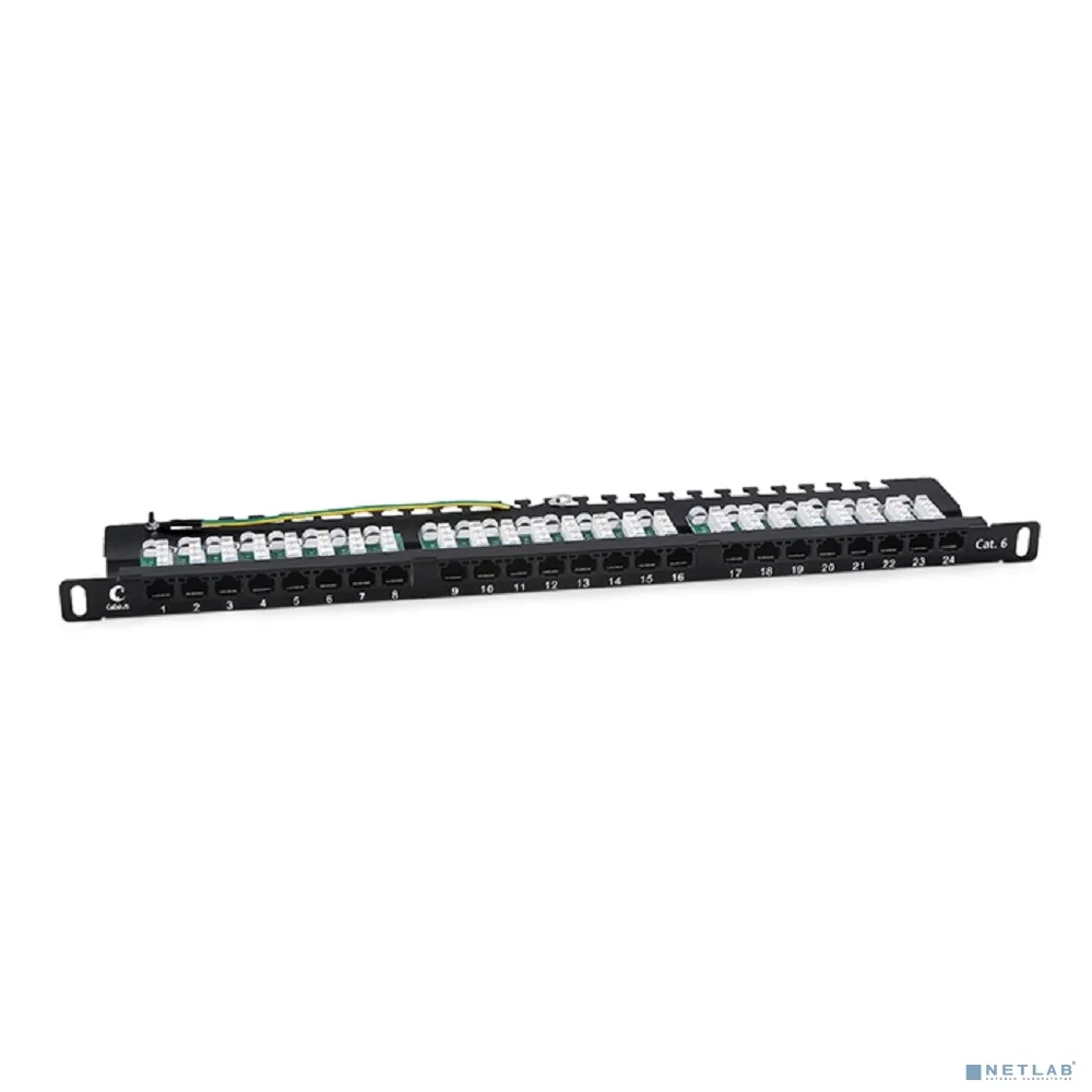 Cabeus PLHD-24-Cat.6-Dual-90-0,5U Патч-панель высокой плотности 19" (0,5U), 24 порта RJ-45, категория 6, Dual IDC, 90 градусов, с задним кабельным организатором
