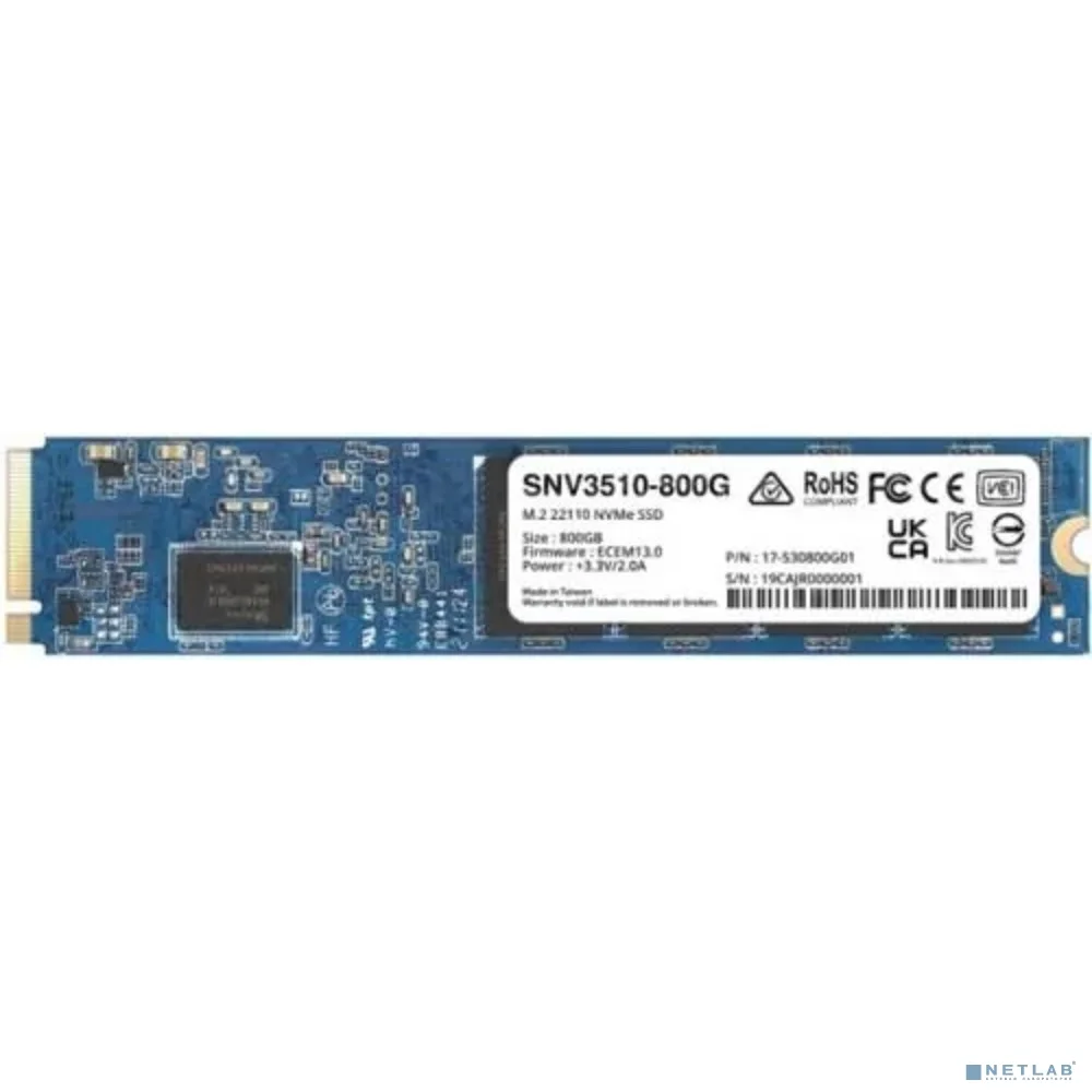 Synology SNV3510-800G SSD SNV3000 Series PCIe 3.0 x4 ,M.2 22110, 800GB, R3100/W1000 Mb/s, IOPS 400K/70K, MTBF 1,8M repl SNV3500-800G'