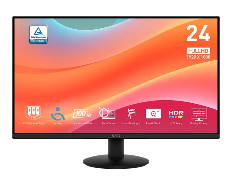 Монитор 23.8" MSI PRO MP242L IPS, 1920x1080, 100Hz, 4ms, 250сd/m, 1000:1, HDR | HDMI(1.4b), DP(1.2a) | ExPSU, Black