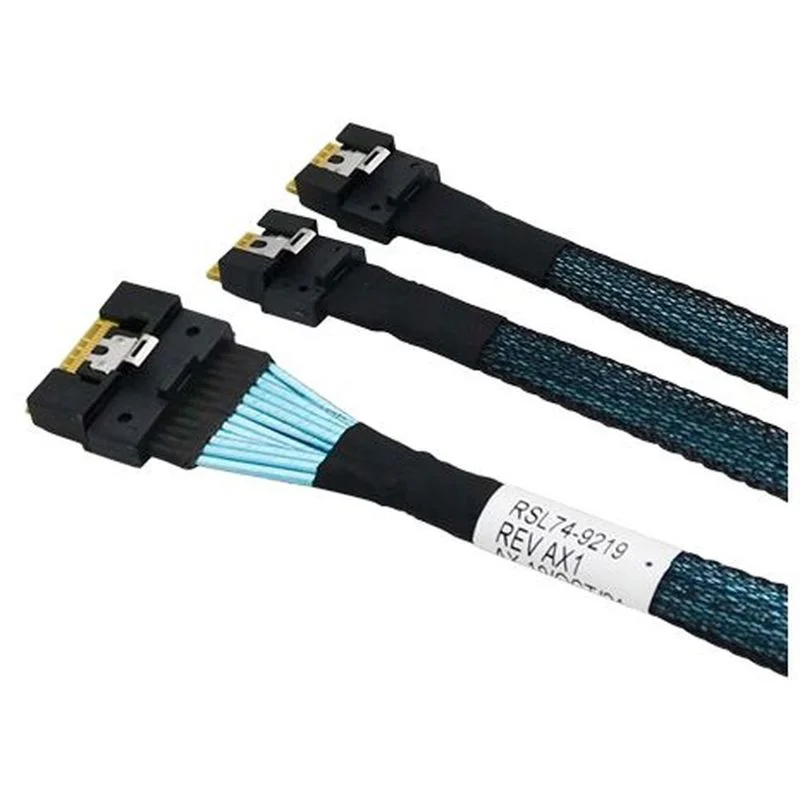 Кабель LR-Link Slimline SAS x8 STR-2x Slimline SAS ( x4) STR 80cm Cable (CBL-SAST-1264F-100, but 64cm, but STR)