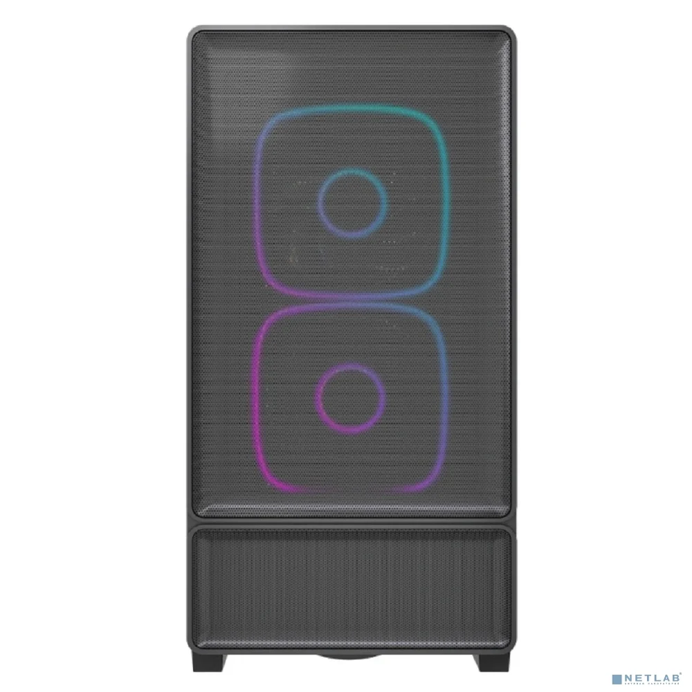 Powercase Корпус AX5, Black, TG, Type-C, 2x 140mm +3x 120mm ARGB PWM Fans, ARGB+PWM HUB, Nylon filters, чёрный, ATX (CJXA-A5)