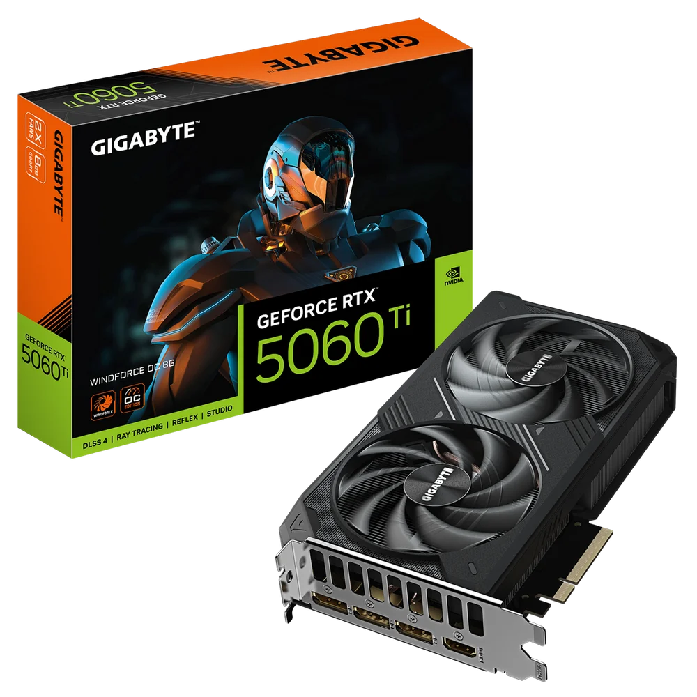 Видеокарта Gigabyte Bad Pack RTX5060Ti WINDFORCE OC 8GB GDDR7 128bit 3xDP HDMI 2FAN RTL bp