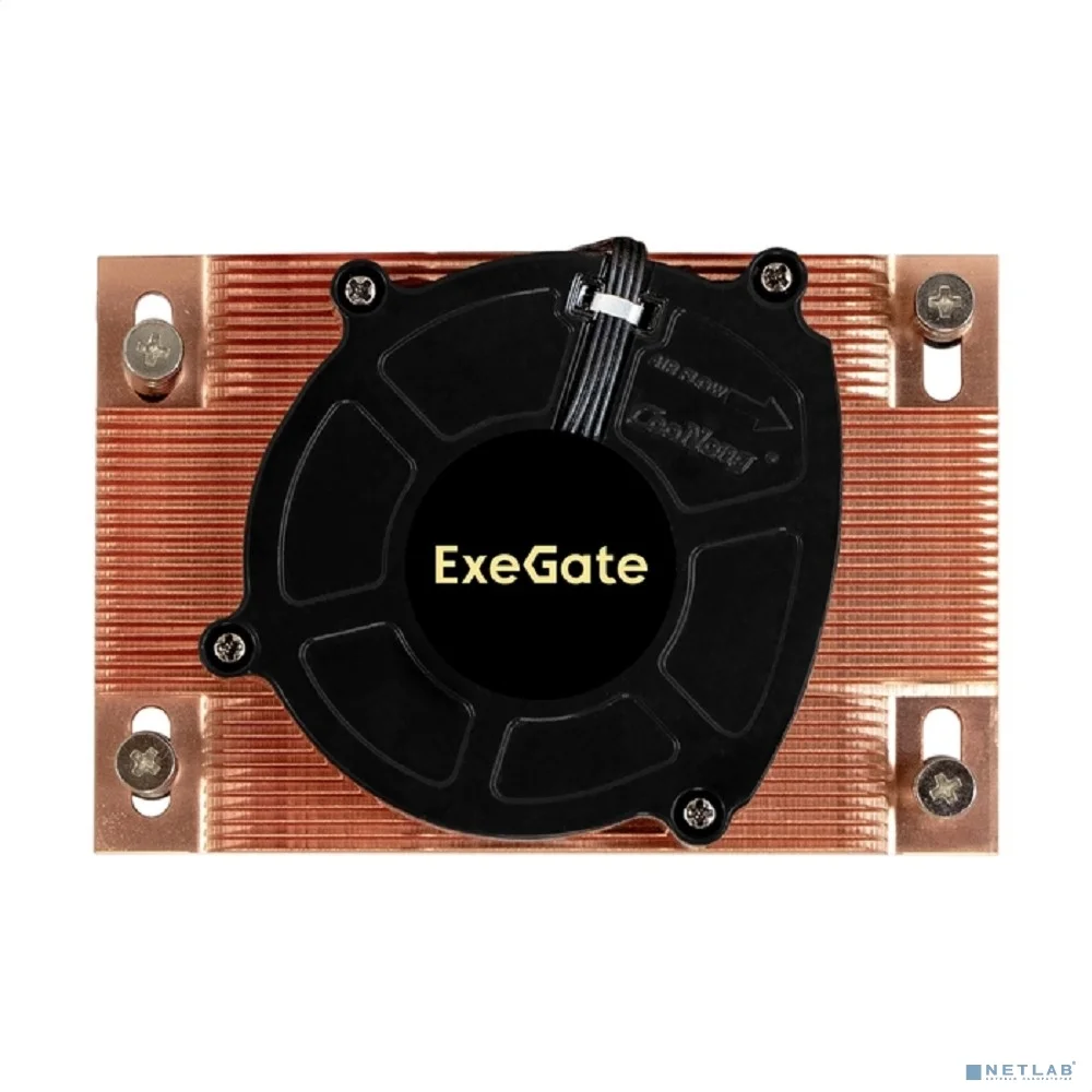 Exegate EX297634RUS Кулер ESNK-P0062AP4v2.PWM.1U.SP3.Cu (радиальный (улитка), медный, 1U, LGA SP3, TDP 165W, PWM, 1100-6300RPM, 2 ball bearing, 4pin, 63db, на винтах, с термопастой, box