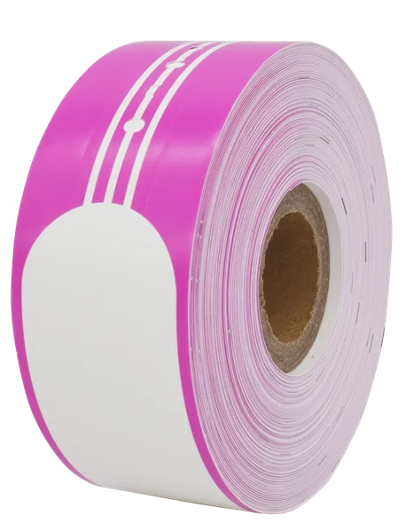 Браслеты на руку в рулоне Ninestar (G&G) PINK wristband, 35 mm/260 mm, core 24 mm, 100 per roll, clips included