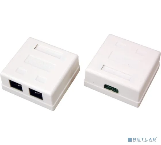 Rexant (06-0105-C) Розетка сетевая LAN, на стену, 2 гнездо 8Р8С (RJ-45), CAT 5е