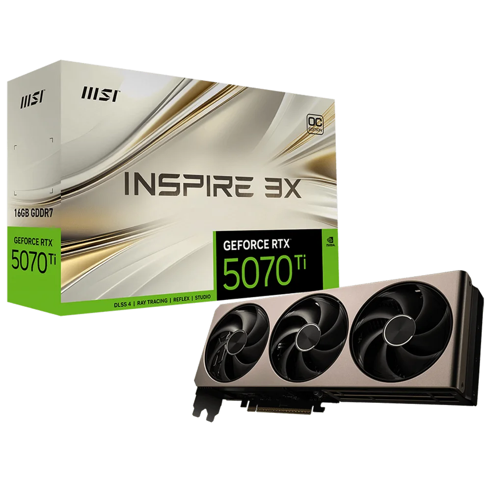 Видеокарта MSI RTX5070Ti INSPIRE 3X OC 16GB GDDR7 256bit 3xDP HDMI 3FAN RTL
