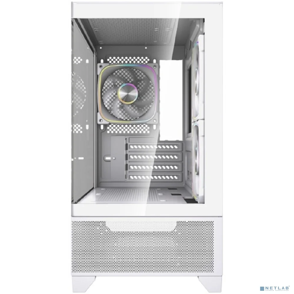 Powercase Корпус Vision Micro M4W, Tempered Glass, Type-C, 3x 120mm ARGB PWM Fan, белый, mATX (CVMM4W-A3)