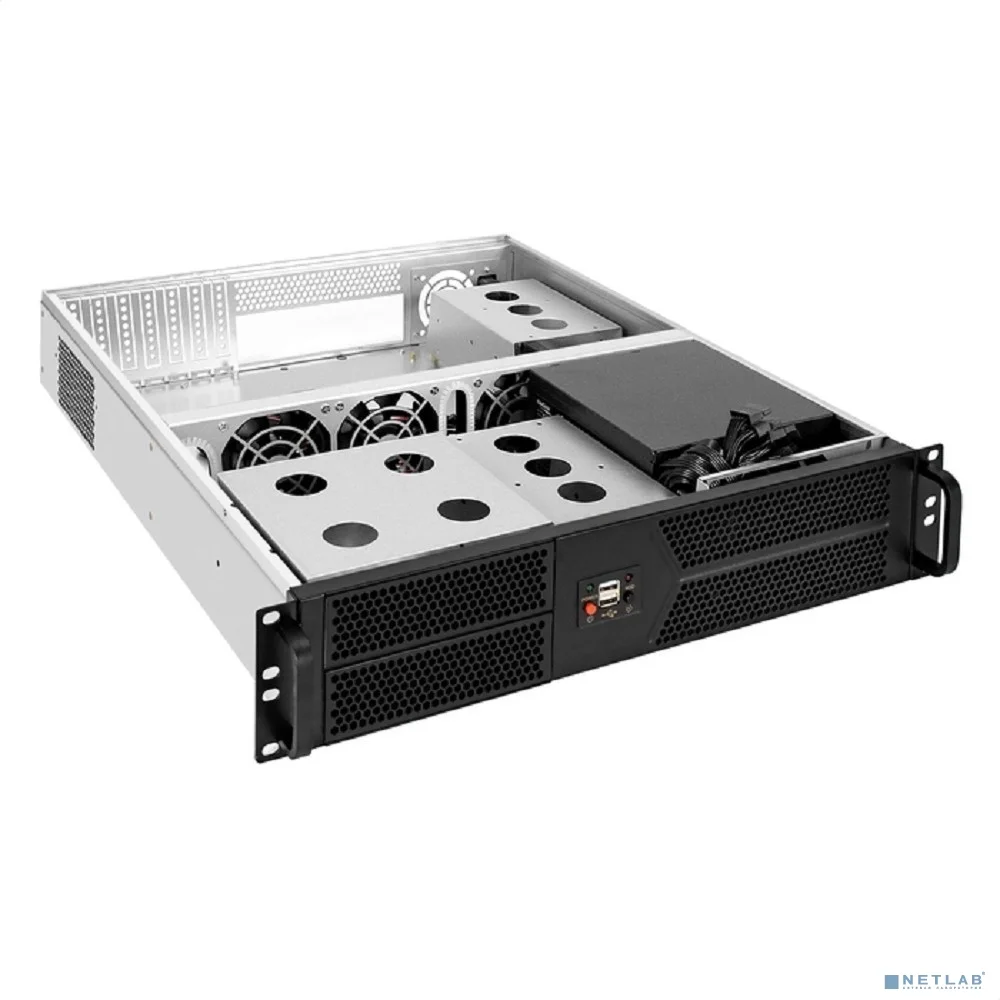 Exegate EX298458RUS Серверный корпус ExeGate Pro 2U550-04 <RM 19", высота 2U, глубина 550, БП 2U-1080ADS, 2*USB>