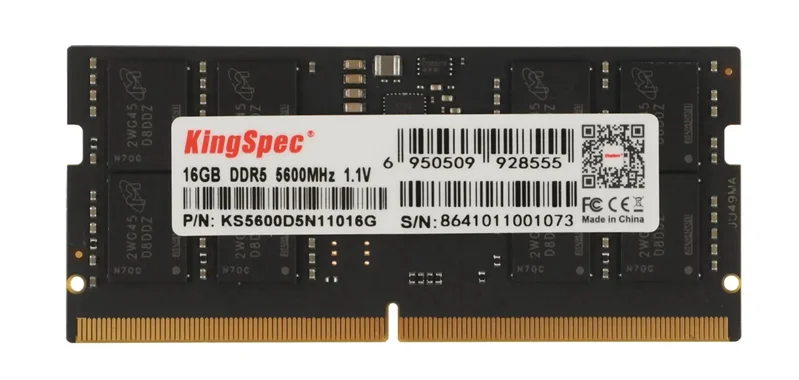 Оперативная память Kingspec DDR5 SO-DIMM 16GB 5600MHz CL40 1x16GB 1.1V 288-pin