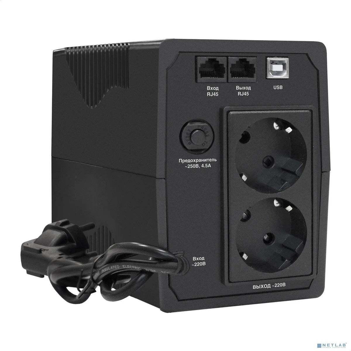 Exegate EP285541RUS ИБП ExeGate SpecialPro UNB-850.LED.AVR.EURO.RJ.USB <850VA/480W, LED, AVR, 2 евророзетки, RJ45/11, USB, Black>