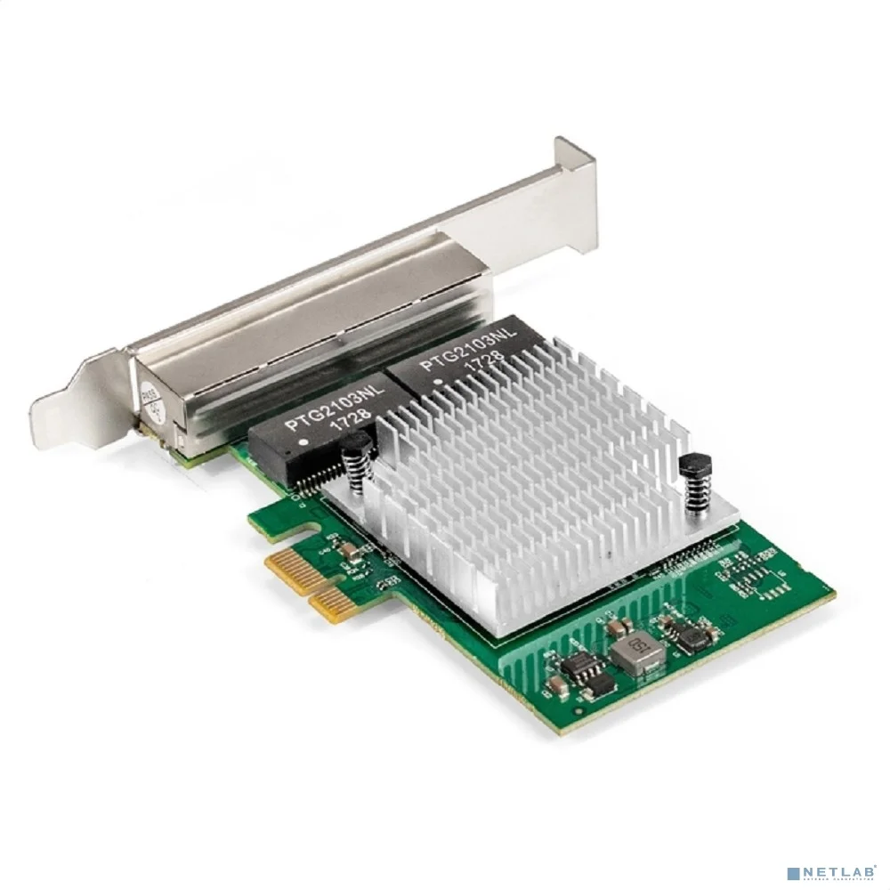 Exegate EX296211RUS Сетевой адаптер ExeGate EXE-564 (PCI-E x1 v2.0, 4xRJ45, UTP 10/100/1000Mbps, Realtek Chipset RTL8111H+ASM1184e)