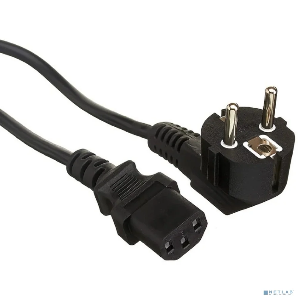 Exegate EX297789RUS Кабель питания Special PC-1S (Евровилка угловая Schuko->C13, 3*0.75mm2, CCA, черный, 1м)
