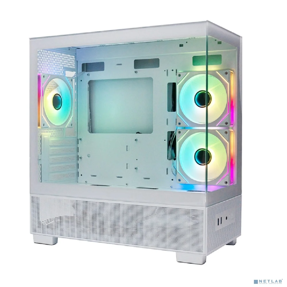 XASTRA Корпус Q500M 3ARGB-C10 White mATX/Aquarium/Screewless/ 3x120mm ARGB PWM FM fans/Argb+PWM HUB 10port/ Q500M-3FM12A-C10-WH 3