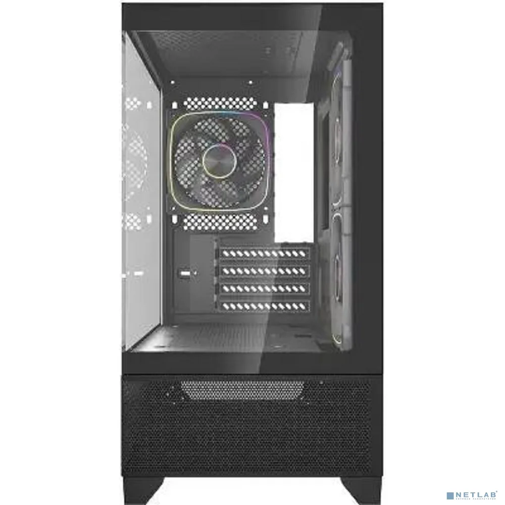 Powercase Корпус Vision Micro M4B, Tempered Glass, Type-C, 3x 120mm ARGB PWM Fan, чёрный, mATX (CVMM4B-A3)