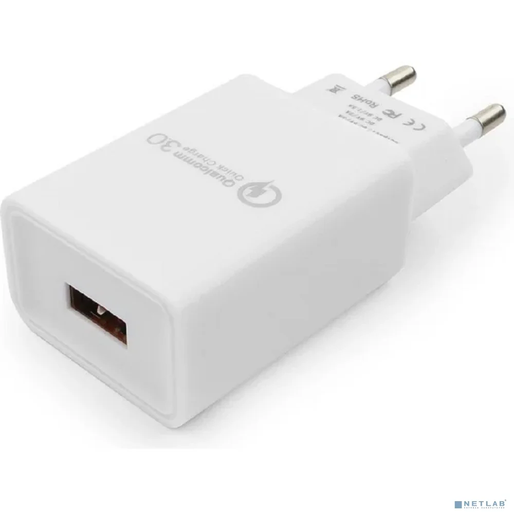 Cablexpert Адаптер питания, Qualcomm QC 3.0 , 100/220V - 1 USB порт 5/9/12V, белый (MP3A-PC-16)