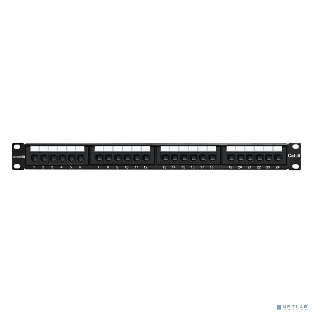Exegate EX281080RUS Патч-панель UTP 19" 24 port кат.6 ExeGate разъём KRONE&110 (dual IDC), 1U, RoHS, цвет черный