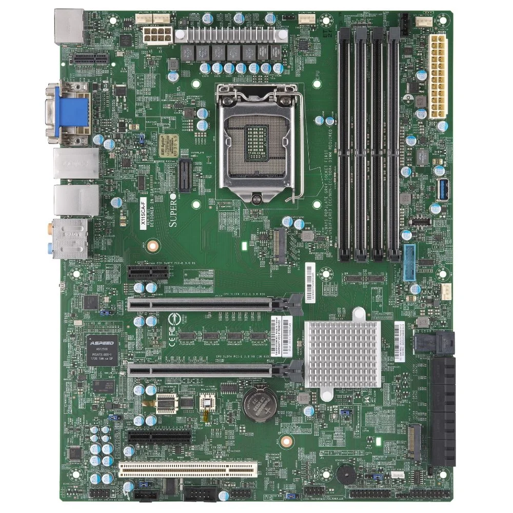 Материнская плата SuperMicro MBD-X11SCA-F-B ATX, LGA1151H4, C246, 4xDIMM (128GB) DDR4 ECC UDIMM, 1xGbe (i210/IPMI), 1xGbe (i210 share IPMI), 8xSATA3, RAID 0,1,5,10, 2xM.2 PCIE, 2xPCIEx16, 1xPCIEx4, 1xPCIEx1, 1xPCI32/33 5V, HDMI/DP/DVI/VGA, Audio, IPMI {10} (incl. 1x IO shield MCP-260-00122-0N, 2x CBL-0044, 1x MCP-450-00005-0B or MCP-450-00006-0B)