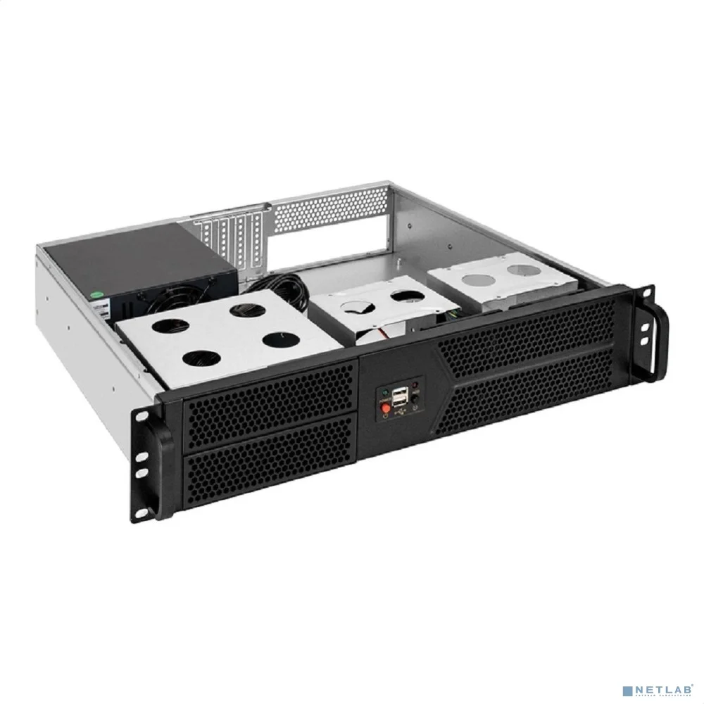 Exegate EX298538RUS Серверный корпус ExeGate Pro 2U400-04 <RM 19", высота 2U, глубина 400, БП 600RADS, 2*USB>