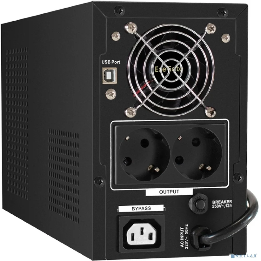 Exegate EX295982RUS ИБП (инвертор, синус, для котла) ExeGate SineTower SN-1500.LCD.AVR.2SH.1C13.USB <1500VA/1200W, чистая синусоида, LCD дисплей, AVR, 2*Schuko+1*C13, USB, линейно-интерактивный, Black