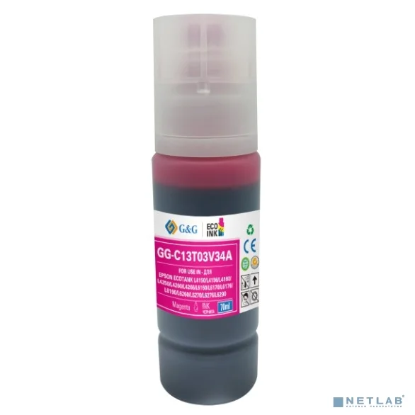 Чернила G&G GG-C13T03V34A 101M пурпурный70мл для Epson L4150/L4160/L6160/L6170